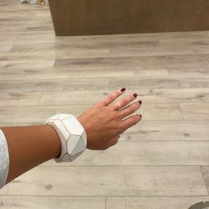 BCBG MaxAzria white Wood cuff bracelet bangle